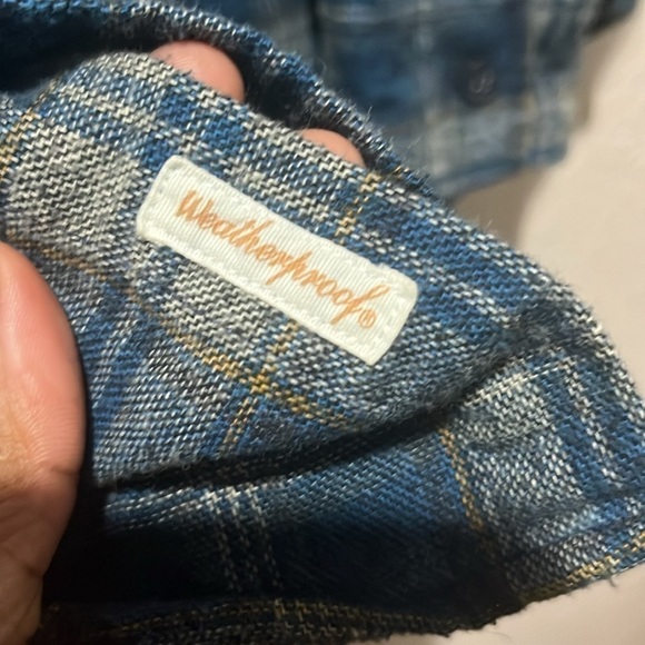 Weatherproof Men Button Up Shirt Medium Blue Plaid Flannel Pocket Collar Casual - Picture 8 of 11